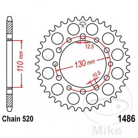 JT SPROCKETS Transmission plate crown 40T P-520 Ø110 MM Ø130 727.55.06