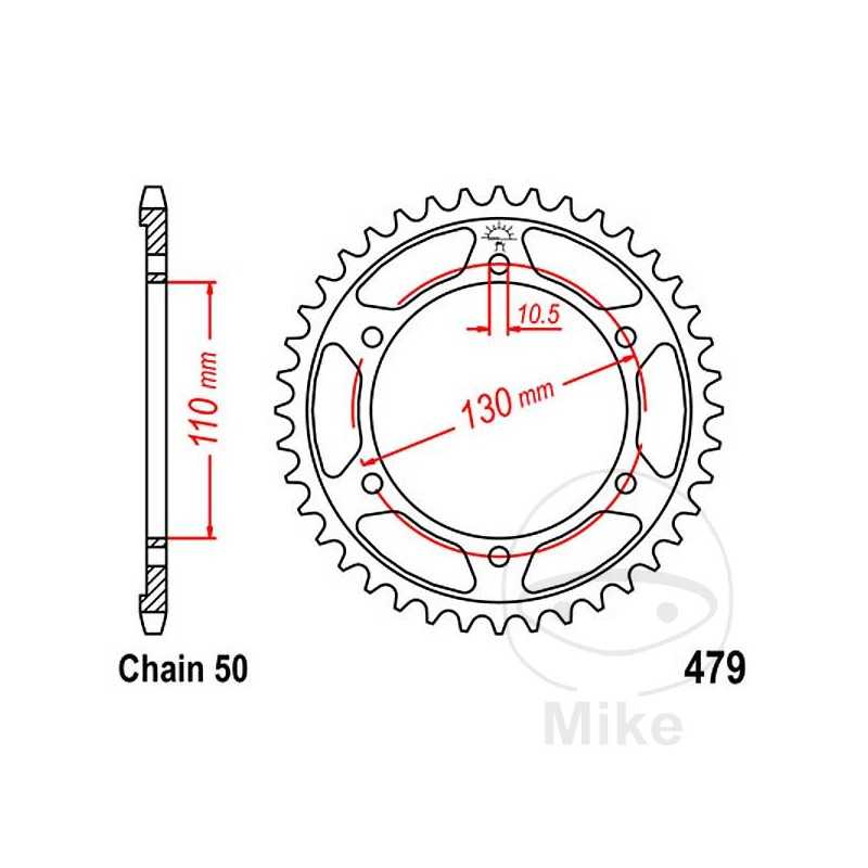 JT SPROCKETS Corona plato transmisión 47T P-530 Ø110 MM Ø130 727.34.51