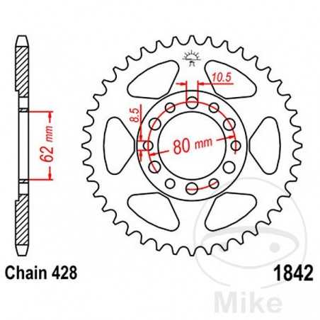 JT SPROCKETS Corona plato transmisión 49T P-428 Ø062 MM Ø080 727.09.15