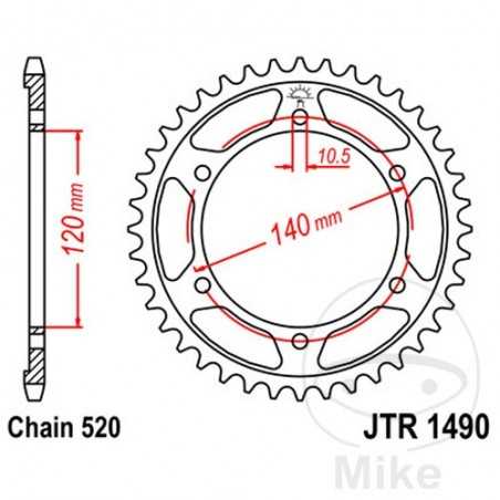 JT SPROCKETS Corona plato transmisión 40T P-520 Ø120 MM Ø140 727.09.12