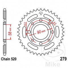 JT SPROCKETS Corona plato transmisión 31T P-520 Ø58 MM Ø90 727.54.49