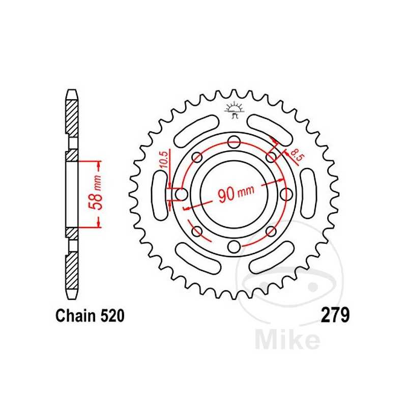 JT SPROCKETS Corona plato transmisión 31T P-520 Ø58 MM Ø90 727.54.49
