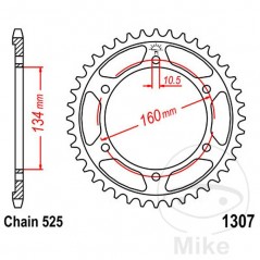 JT SPROCKETS Corona plato transmisión 46T P-525 Ø134 MM Ø160 727.66.86