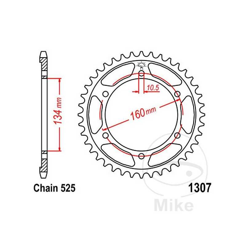 JT SPROCKETS Corona plato transmisión 46T P-525 Ø134 MM Ø160 727.66.86