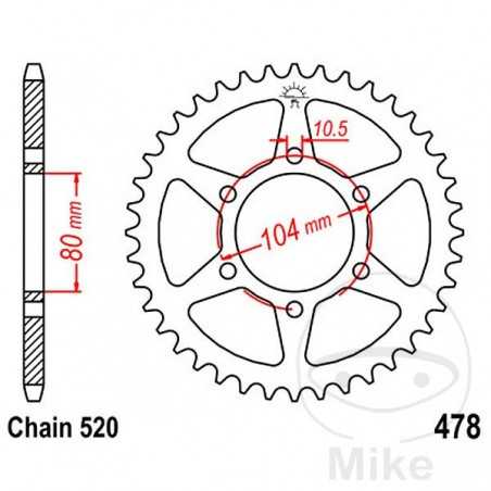 JT SPROCKETS Corona plato transmisión 46T P-520 ALTN: 7270733 727.40.12