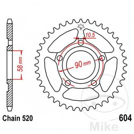 JT SPROCKETS Corona plato transmisión 38T P-520 Ø58 MM Ø90 727.68.27
