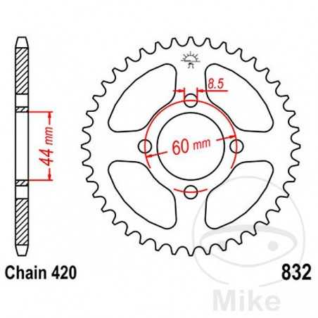 JT SPROCKETS Corona plato transmisión 49T P-420 Ø044 MM Ø060 727.33.78