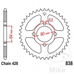 JT SPROCKETS Corona plato transmisión 49T P-428 Ø064 MM Ø080 727.09.89