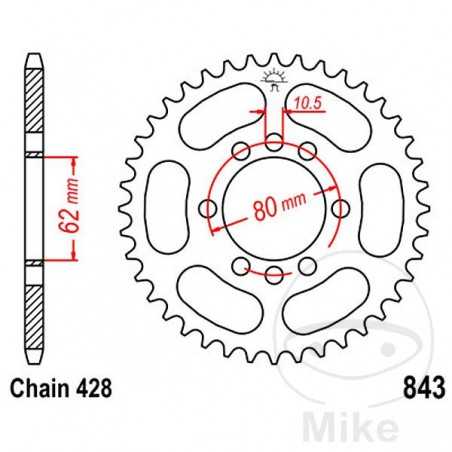 JT SPROCKETS Corona plato transmisión 49T P-428 Ø062 MM Ø080 727.42.77
