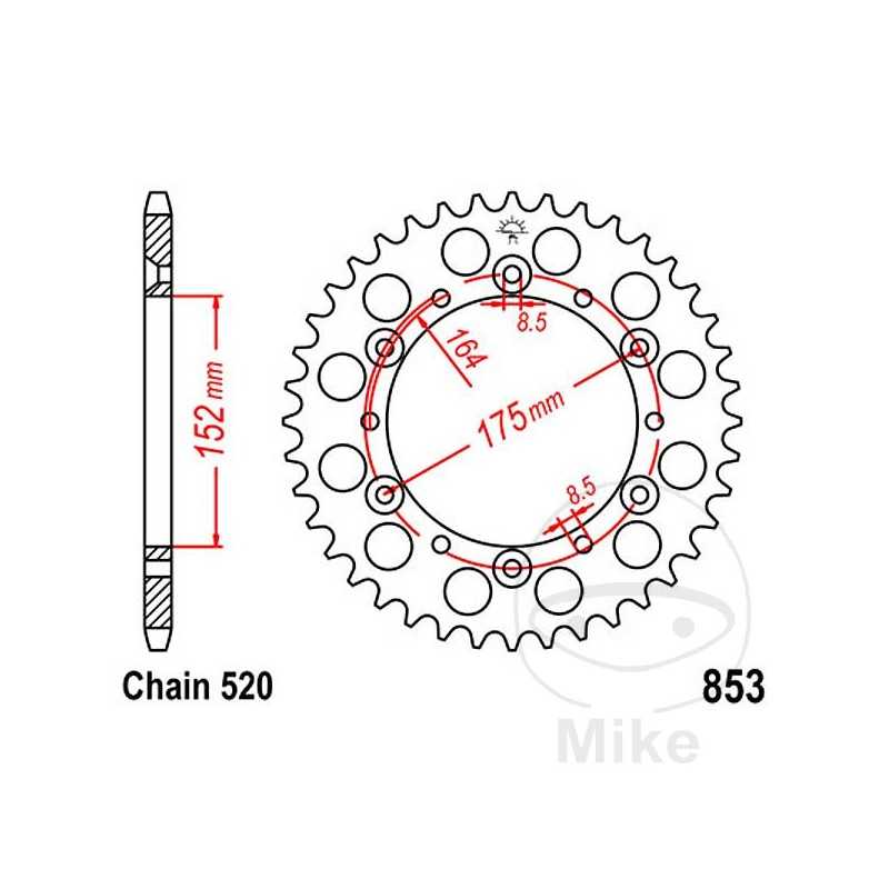 JT SPROCKETS Corona plato transmisión 48T P-520 Ø152 MM Ø175 727.88.56