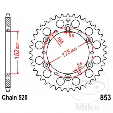 JT SPROCKETS Corona plato transmisión 48T P-520 Ø152 MM Ø175 727.88.56