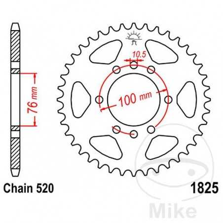 JT SPROCKETS Corona plato transmisión 48T P-520 Ø076 MM Ø100 727.38.81