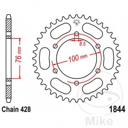JT SPROCKETS Corona plato transmisión 48T P-428 Ø076 MM Ø100 727.50.27