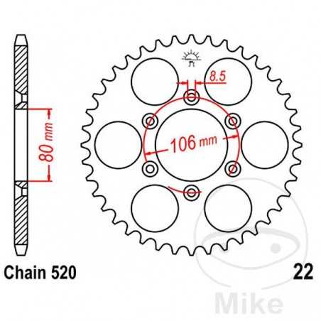JT SPROCKETS Corona plato transmisión 45T P-520 Ø080 MM Ø106 727.32.95