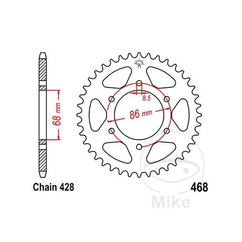 JT SPROCKETS Corona plato transmisión 46T P-428 Ø068 MM Ø086 727.61.57