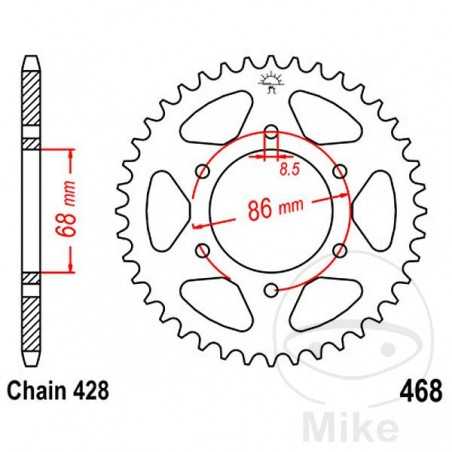 JT SPROCKETS Corona plato transmisión 46T P-428 Ø068 MM Ø086 727.61.57