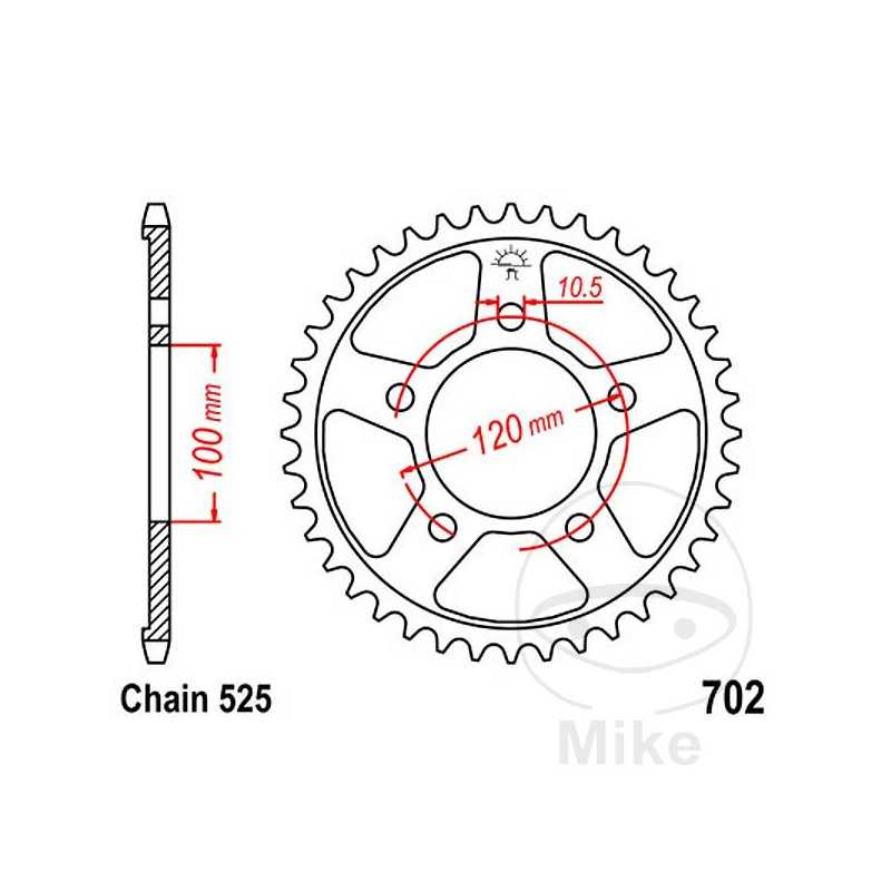 JT SPROCKETS Corona plato transmisión 40T P-525 Ø100 MM Ø120 727.11.66