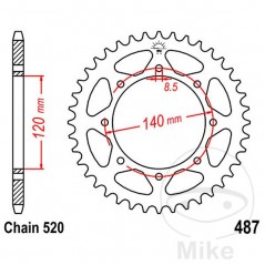 JT SPROCKETS Corona plato transmisión 46T P-520 Ø120 MM Ø140 727.55.22