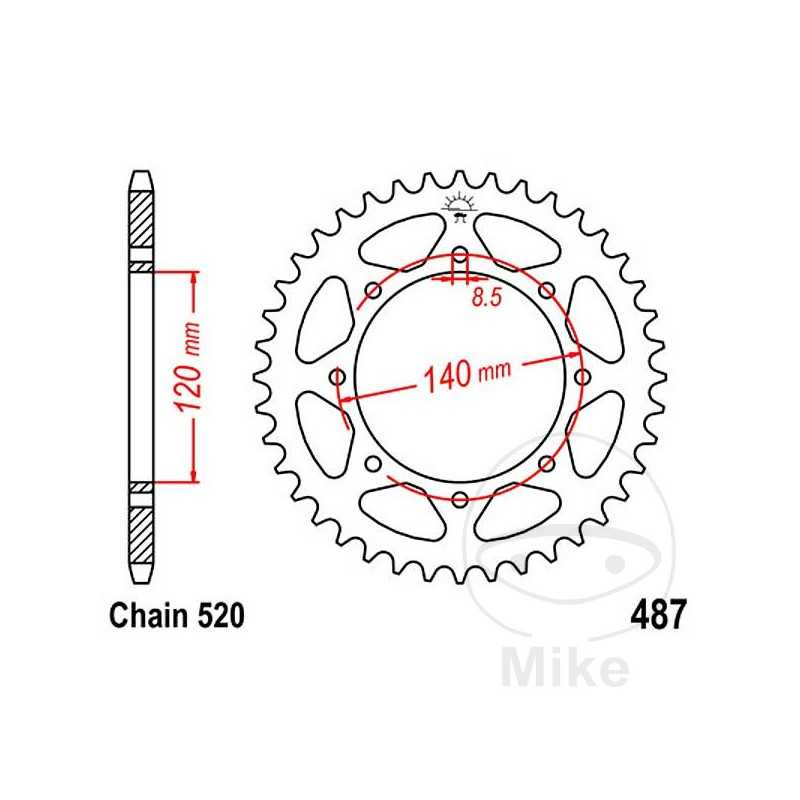 JT SPROCKETS Corona plato transmisión 46T P-520 Ø120 MM Ø140 727.55.22