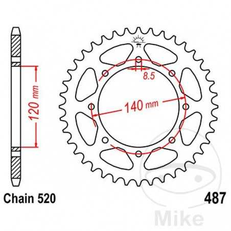 JT SPROCKETS Transmission plate crown 46T P-520 Ø120 MM Ø140 727.55.22