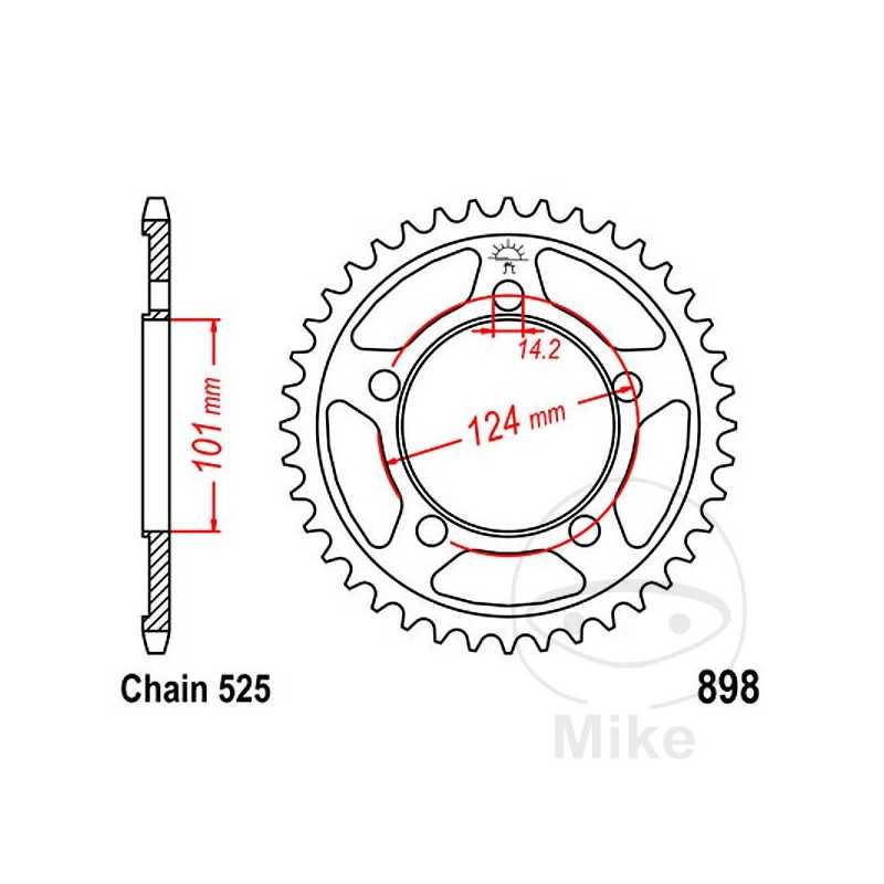 JT SPROCKETS Corona plato transmisión 37T P-525 Ø101 MM Ø124 727.61.32