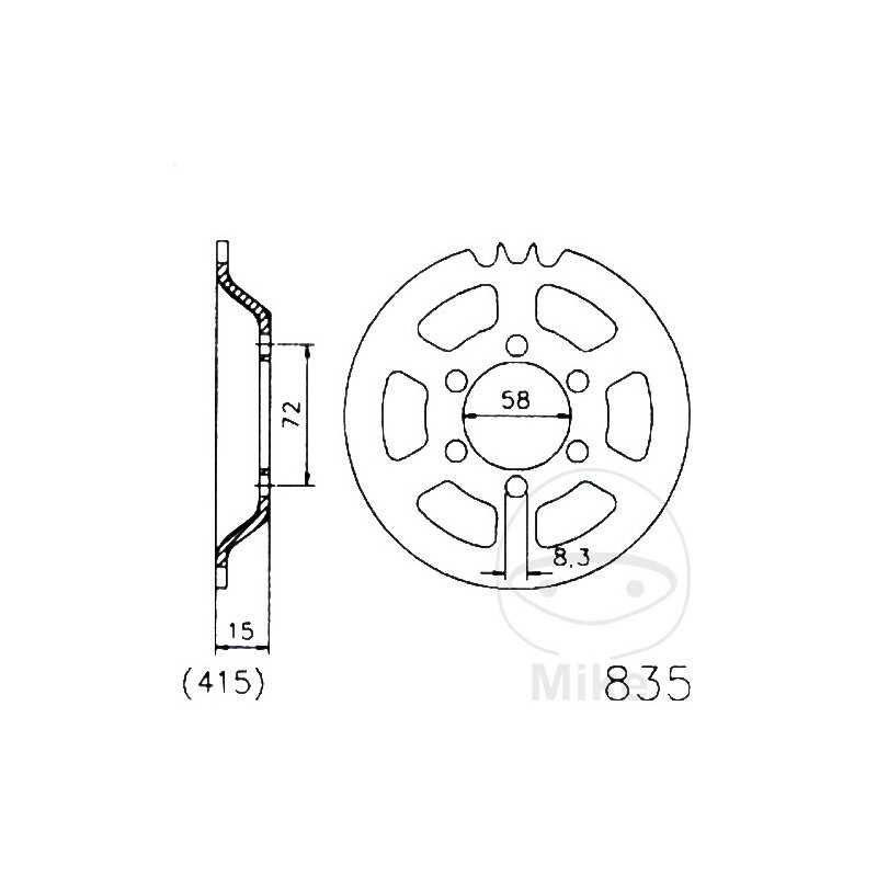 ESJOT Corona plato transmisión 47T P-415 Ø058 MM Ø072 727.06.22
