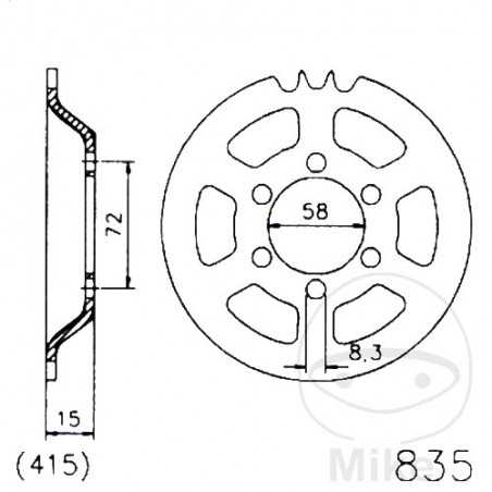 ESJOT Corona plato transmisión 47T P-415 Ø058 MM Ø072 727.06.22