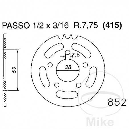 ESJOT Transmission plate crown 45T P-415 Ø038 MM Ø059 727.04.57