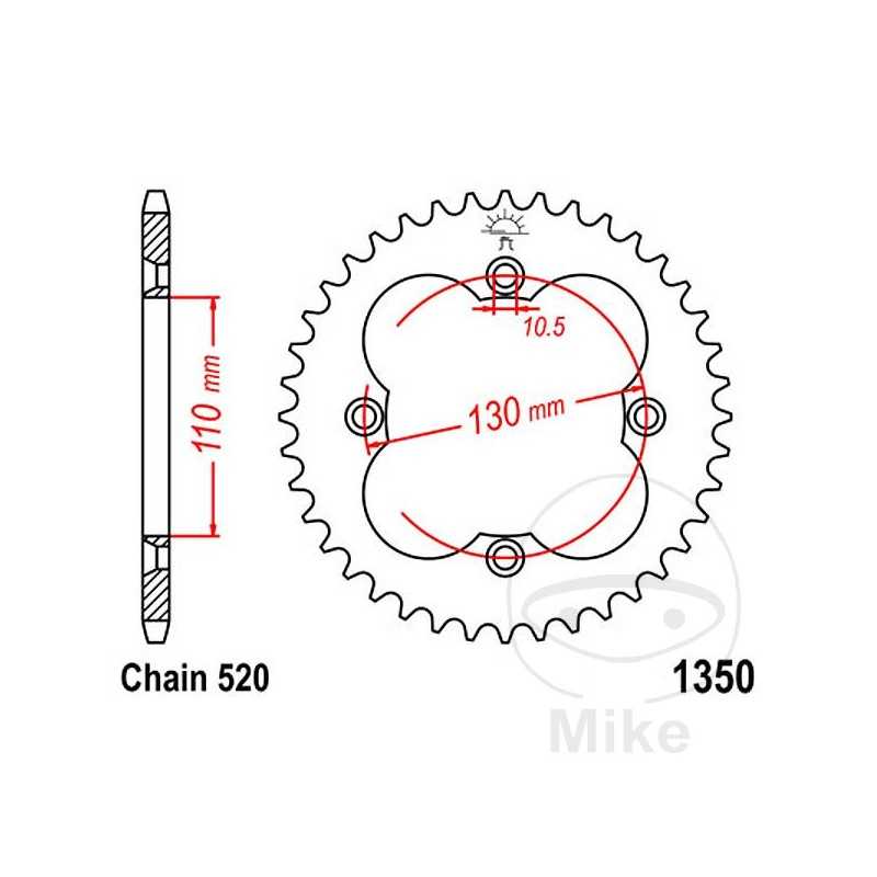 JT SPROCKETS Corona plato transmisión 38T P-520 Ø110 MM Ø130 727.14.48