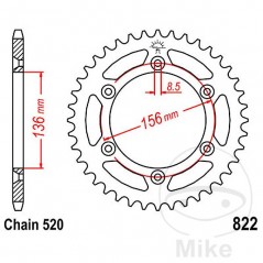JT SPROCKETS Corona plato transmisión 51T P-520 Ø136 MM Ø156 727.05.07