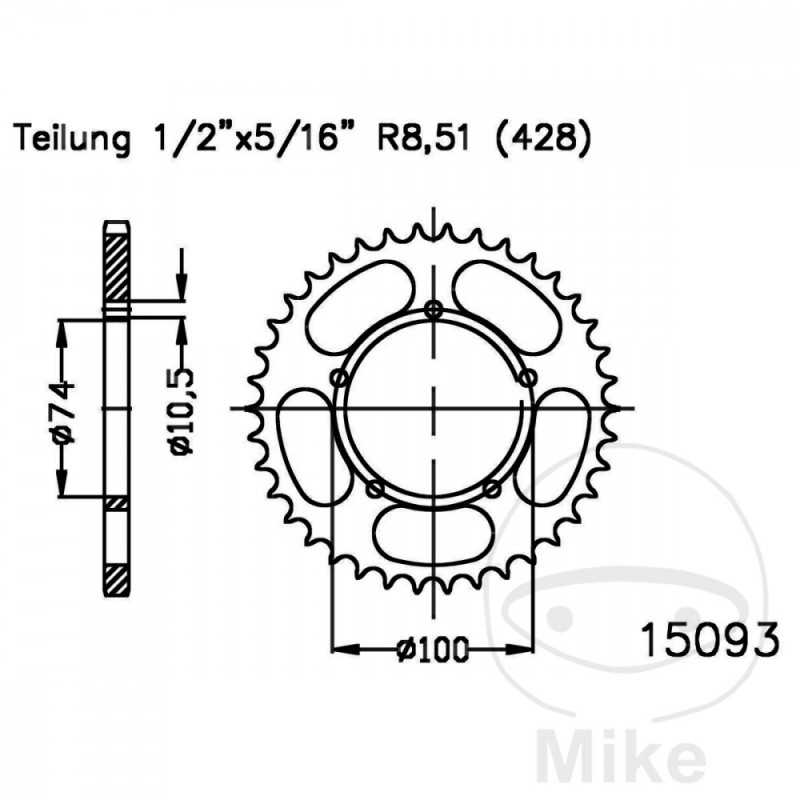 ESJOT Corona plato transmisión 45T P-428 Ø074 MM Ø100 727.05.05