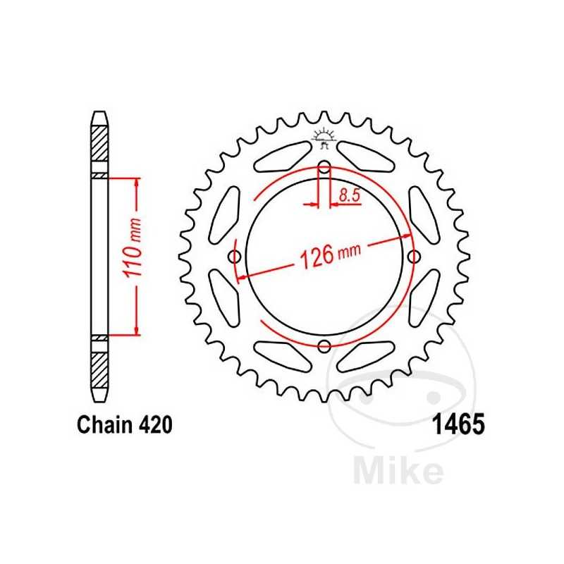 JT SPROCKETS Corona plato transmisión 47T P-420 Ø110 MM Ø126 727.05.31
