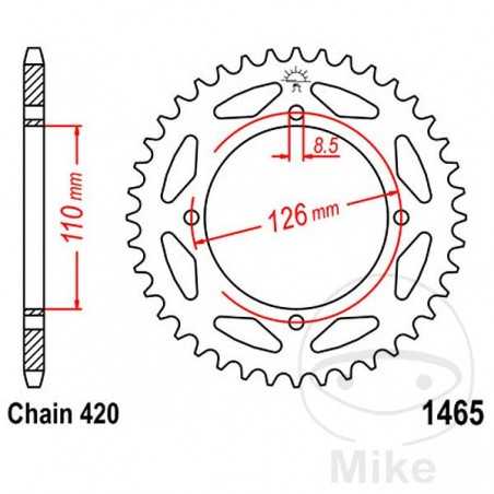JT SPROCKETS Corona plato transmisión 47T P-420 Ø110 MM Ø126 727.05.31