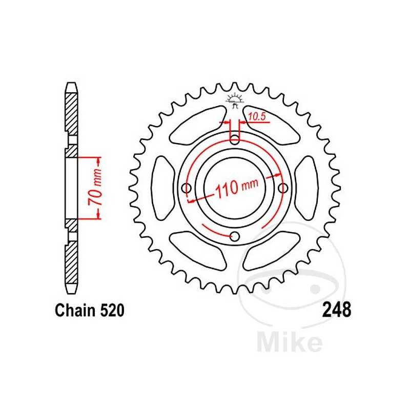 JT SPROCKETS Corona plato transmisión 44T P-520 Ø070 MM Ø110 727.29.09