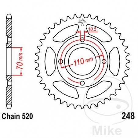 JT SPROCKETS Corona plato transmisión 44T P-520 Ø070 MM Ø110 727.29.09