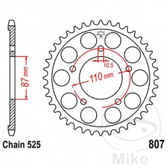 JT SPROCKETS Corona plato transmisión 48T P-525 ALTN: 7270753 727.61.99