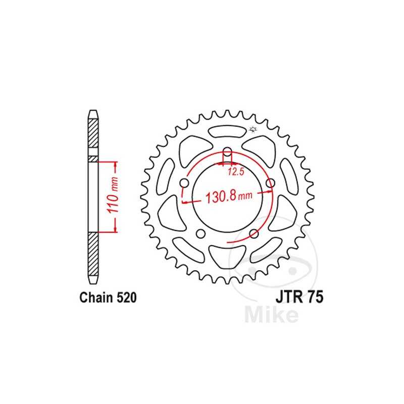 JT SPROCKETS Corona plato transmisión 44T P-520 Ø110 MM Ø130.8 727.06.08