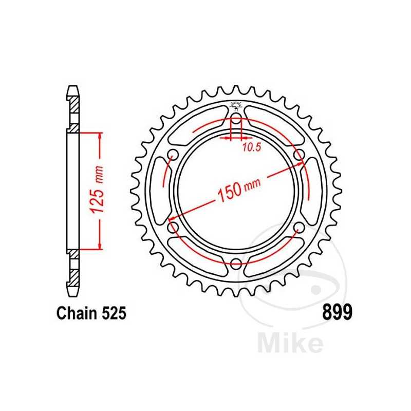 JT SPROCKETS Corona plato transmisión 45T P-525 Ø125 MM Ø150 727.44.42