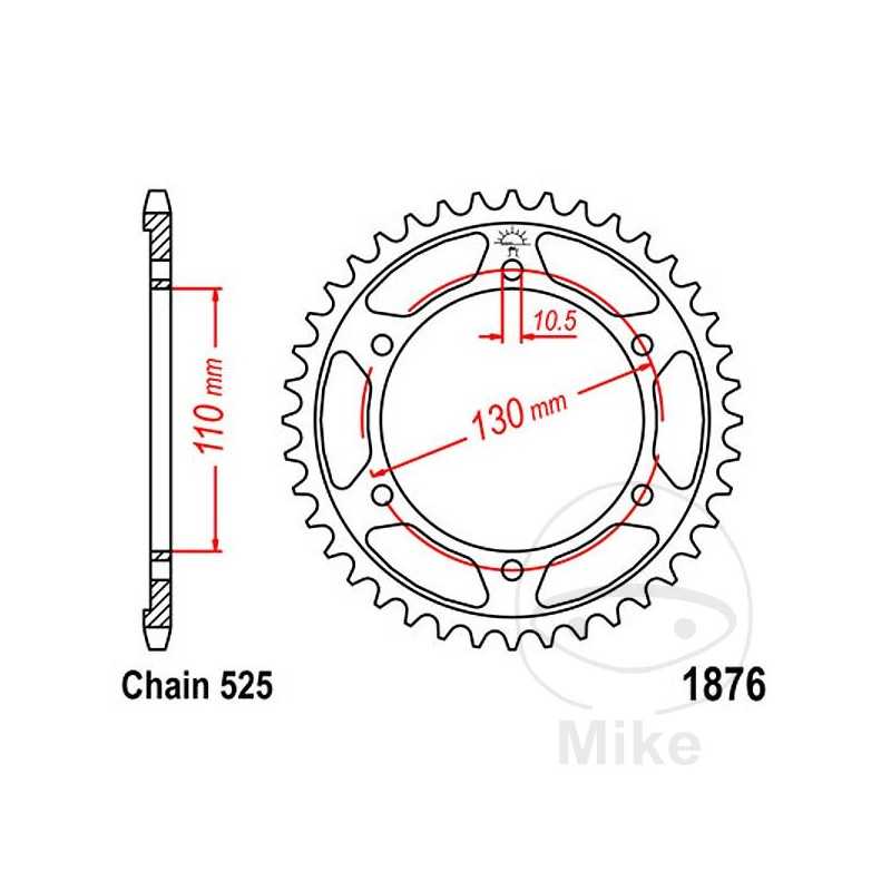 JT SPROCKETS Corona plato transmisión 46T P-525 Ø110 MM Ø130 727.03.79