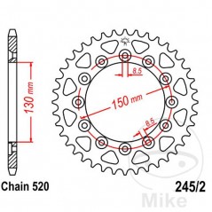 JT SPROCKETS Corona plato transmisión 48T P-520 Ø130 MM Ø150 727.33.03