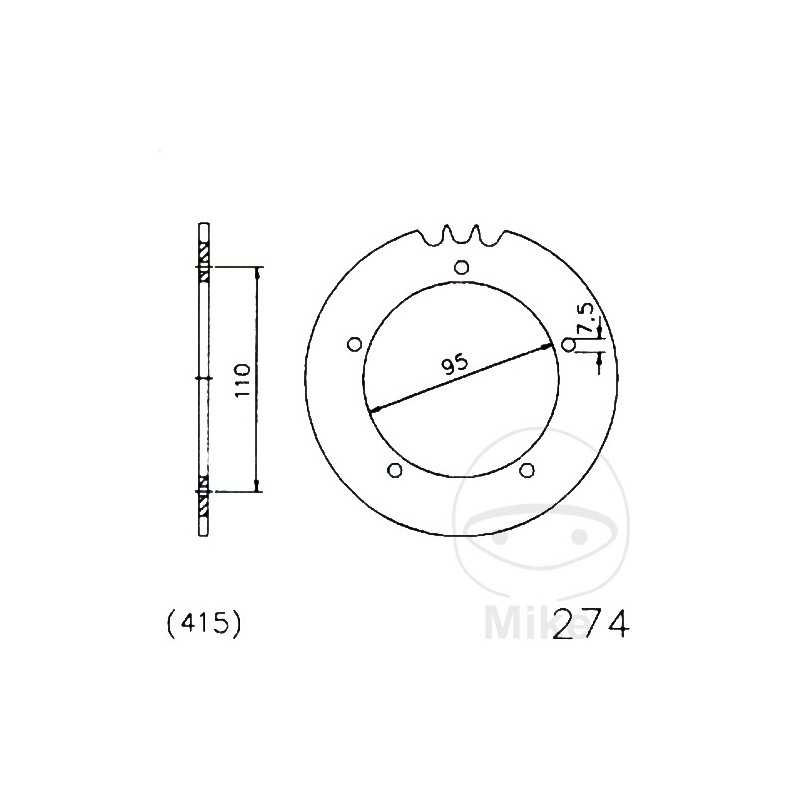 ESJOT Corona plato transmisión 42T P-415 Ø095 MM Ø110 727.06.71