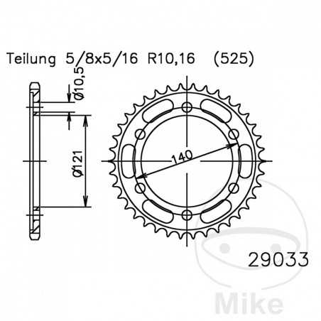 ESJOT Transmission plate crown 45T P-525 Ø121 MM Ø140 727.07.05