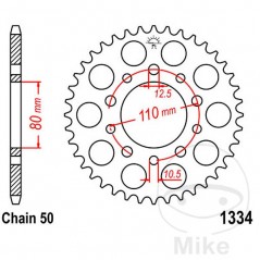 JT SPROCKETS Corona plato transmisión 34T P-530 Ø80 MM Ø110 727.09.10