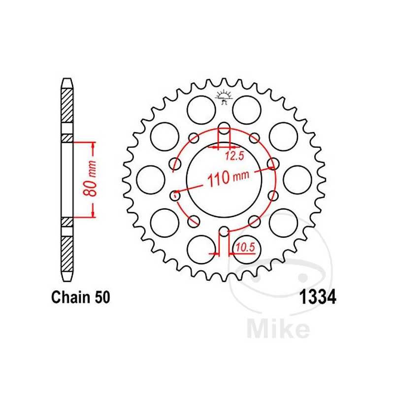 JT SPROCKETS Corona plato transmisión 34T P-530 Ø80 MM Ø110 727.09.10