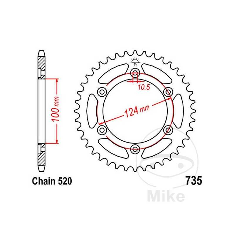 JT SPROCKETS Corona plato transmisión 46T P-520 Ø100 MM Ø124 727.68.92