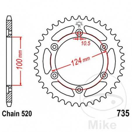 JT SPROCKETS Corona plato transmisión 46T P-520 Ø100 MM Ø124 727.68.92