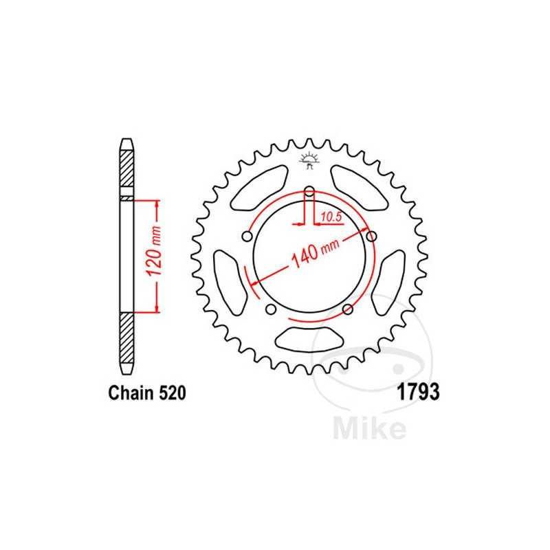 JT SPROCKETS Corona plato transmisión 45T P-520 Ø120 MM Ø140 727.89.22