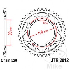 JT SPROCKETS Corona plato transmisión 42T P-520 Ø080 MM Ø110 727.08.50