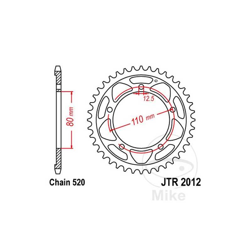 JT SPROCKETS Corona plato transmisión 42T P-520 Ø080 MM Ø110 727.08.50