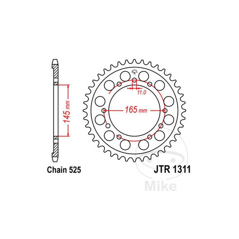 JT SPROCKETS Transmission plate crown 45T P-525 Ø145 MM Ø165 727.37.25